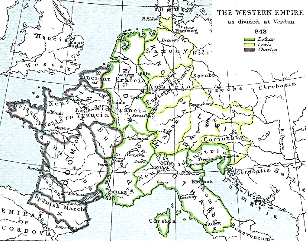 Map of Frankish Empire in 843