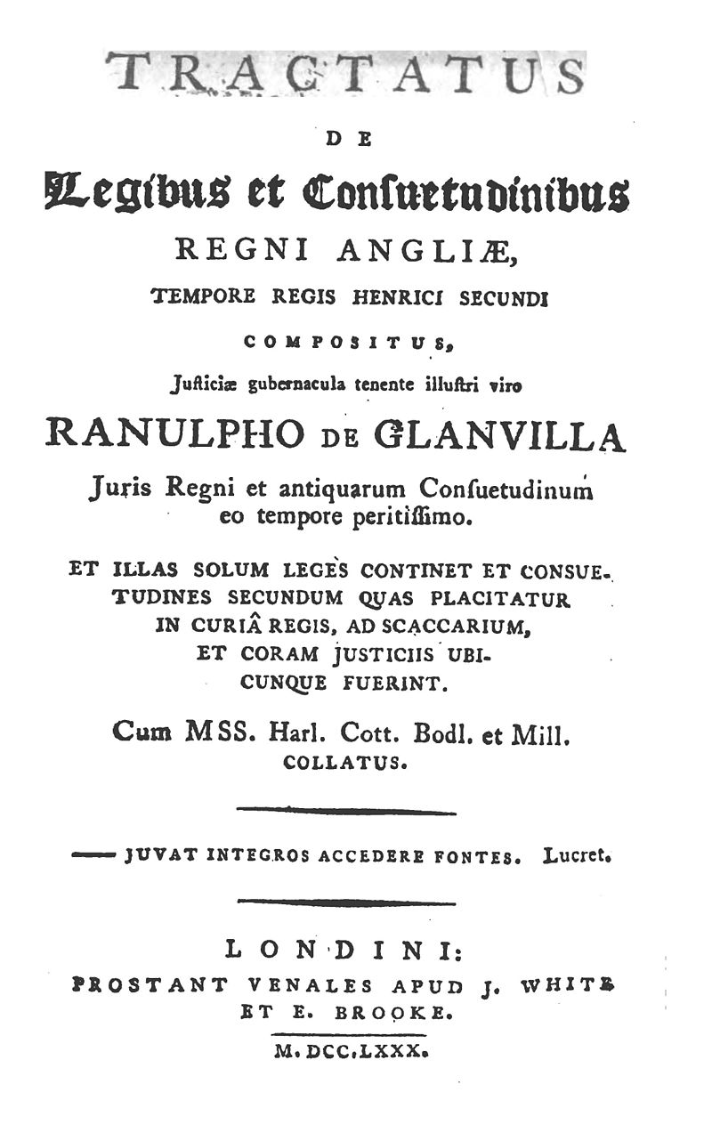 Glanvill's treatise on Common Law