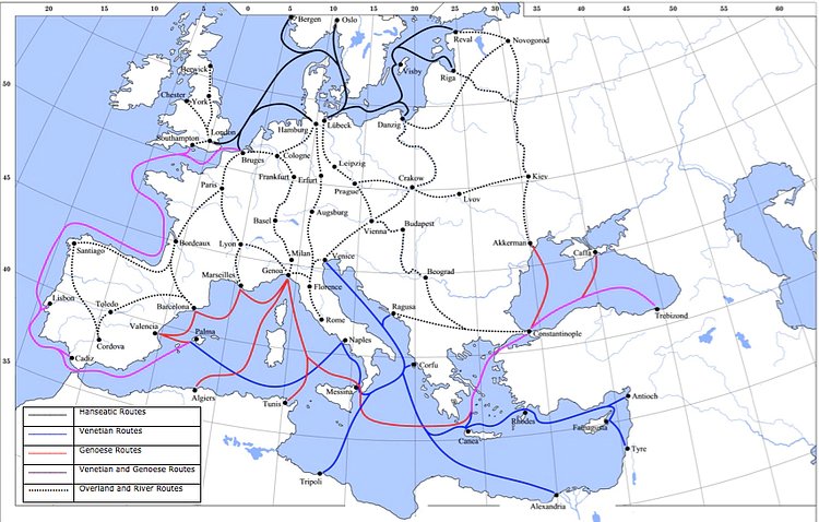 Trade Routes in High Middle Ages